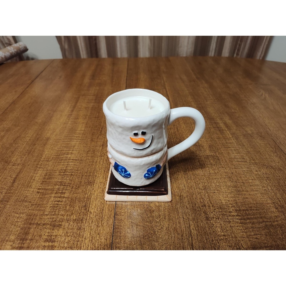 Handmade Snowman Ceramic Mug Wreath Scented Candle Winter Holiday Decor A59